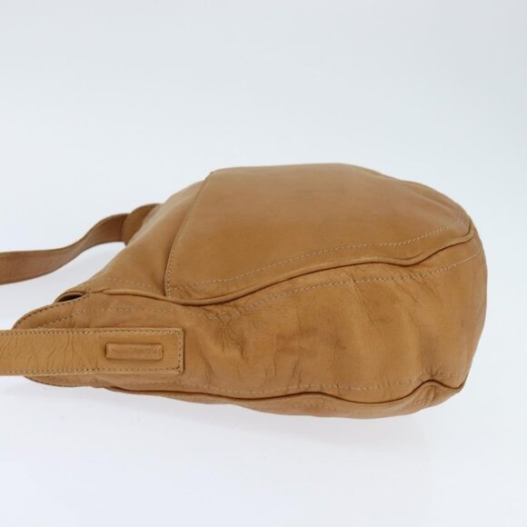 LOEWE Anagram Shoulder Bag Leather Brown Gold Auth - Picture 4 of 16